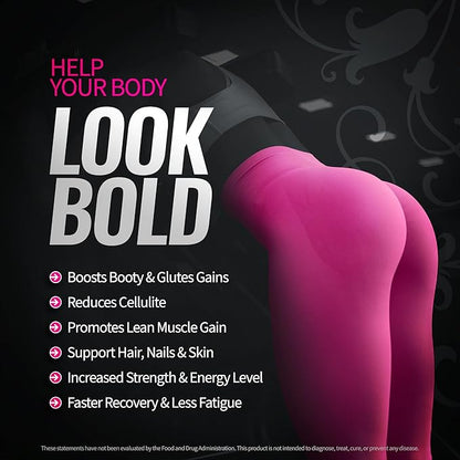 Creatine for Women | Booty Gain & Cellulite Reduction Powder Supplement | Bloating Free, No Filler, Vegan, Made in USA (Unflavored, 30 Servings) - 292.5g [Lid Color May Vary]