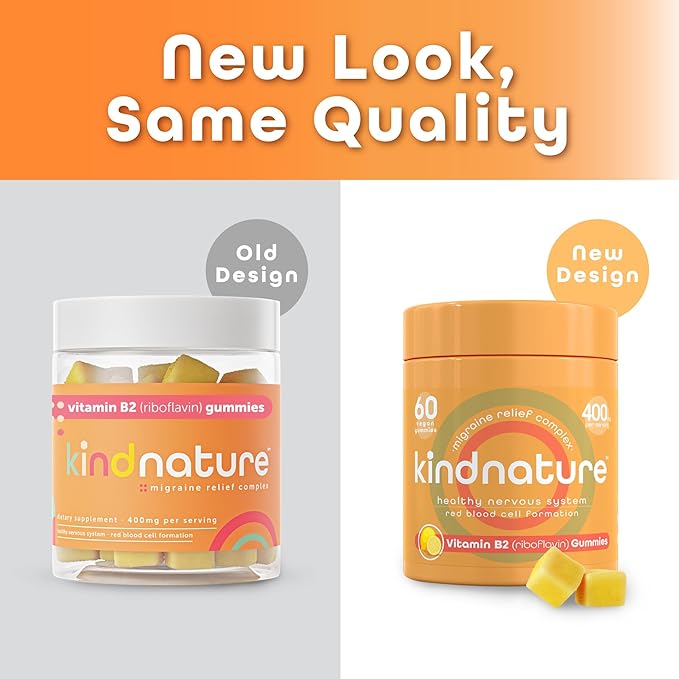 Kind Nature Vitamin B2 Gummies - Riboflavin 400mg Supplement for Kids & Adults - Non-GMO, Soy & Gluten-Free, Vegan Chewable Gummies (30 Day Supply)