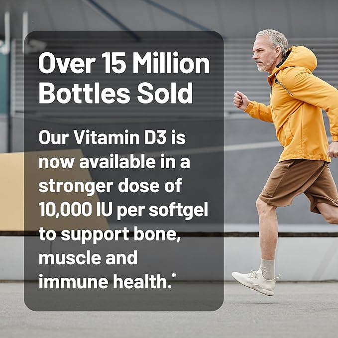 NatureWise Vitamin D3 10,000IU (250 mcg) Extra Strength for Healthy Muscle Function and Immune Support, Non-GMO, Gluten Free in Organic Extra Virgin Olive Oil, Softgel, 30 Count[1-Month Supply]