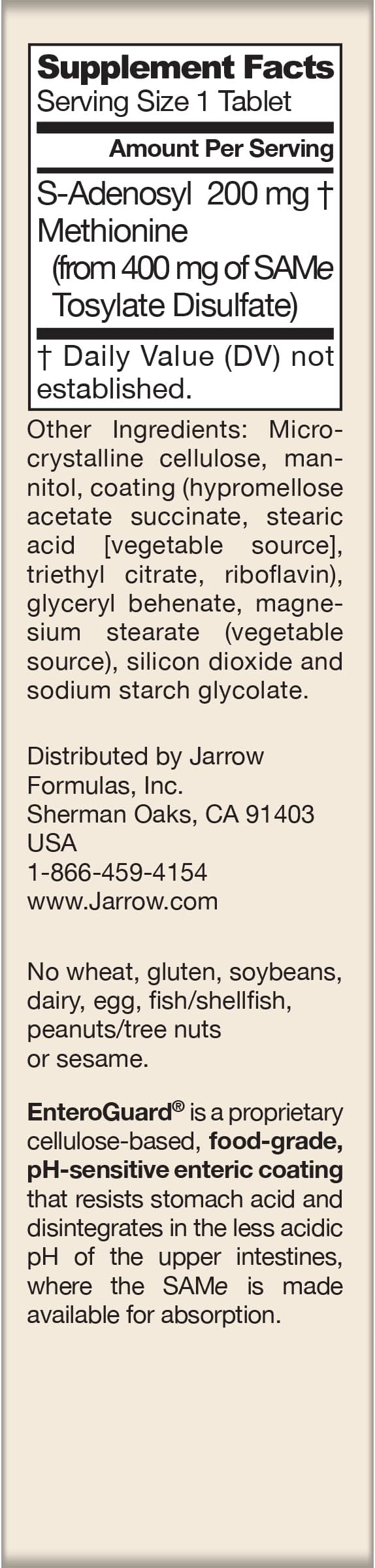Jarrow Formulas Same 200 mg, Supports Joint Health, Liver Function, Brain Metabolism, 20 Tablets, Up to A 20 Day Supply (Pack of 12)