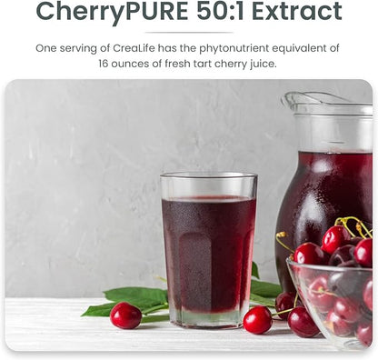 German Micronized Creatine + USA Tart Cherry + Vitamin B6 - Pre and Post Workout Supplement for Women & Men, Tart Cherry Lime Flavor, Caffeine-Free Nourishment for Body and Brain