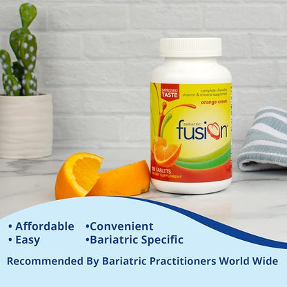 Bariatric Fusion Orange Cream Flavored Complete Chewable Bariatric Multivitamin with Iron for Bariatric Surgery Patients Including Gastric Bypass and Sleeve Gastrectomy - 120 Tablets