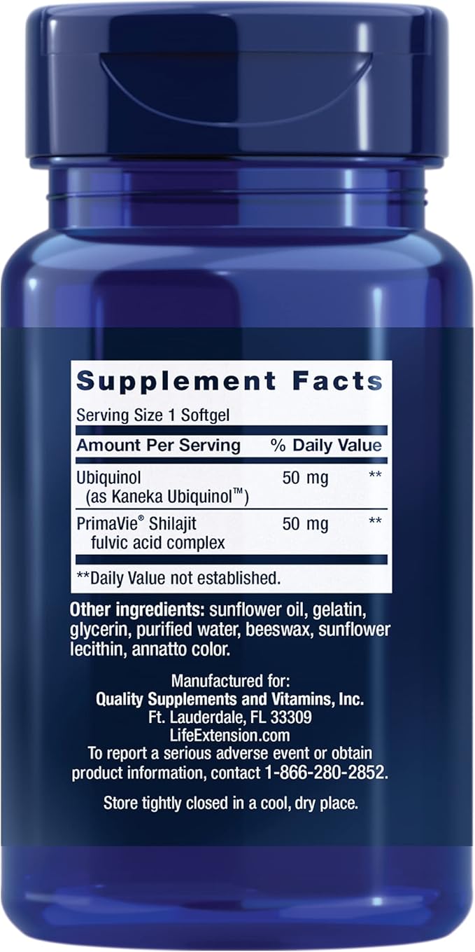 Life Extension Super Ubiquinol CoQ10 with Enhanced Mitochondrial Support, Heart Health Supplement, Maximum Absorption, 50 mg, Non-GMO, Gluten-Free, 100 softgels