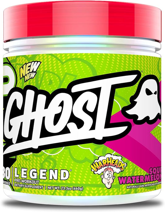 GHOST Legend V4 Pre-Workout Powder, Warheads Sour Watermelon - 30 Servings – Pre-Workout for Men & Women with Choline, L-Citrulline, & Beta Alanine for Energy & Focus