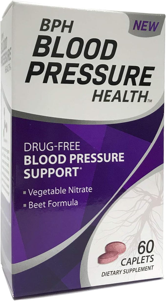 Blood Pressure Health Maintenance Dietary Supplement Caplets, Purple, Beetroot, 60 Count