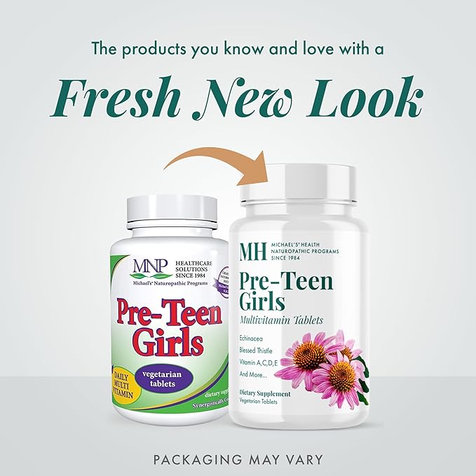 MICHAEL'S Health Naturopathic Programs Pre-Teen Girls - 30 Vegetarian Tablets - Daily Multivitamin for Healthy Growth & Development - Kosher - 15 Servings