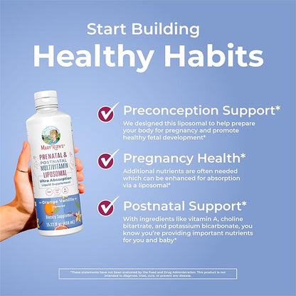 MaryRuth Organics Prenatal & Postnatal Multivitamin for Women | Sugar Free | Formulated for Pre-Conception, Pregnancy & Nursing | Prenatal Vitamins | Vegan | Non-GMO | Gluten Free | 30 Servings