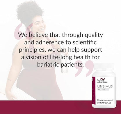 Bariatric Advantage Ultra Multivitamin with Iron - Ultra Multi with Iron - Capsule Format Multivitamin - Provides Full Complex of B Vitamins - with Vitamin C, Chromium & More - 90 Capsules