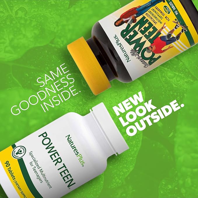 Natures Plus Source of Life Power Teen - 90 Vegetarian Tablets - Teen Multivitamin with Minerals & Whole Foods for Mental Focus, Energy Booster - Gluten-Free - 45 Servings