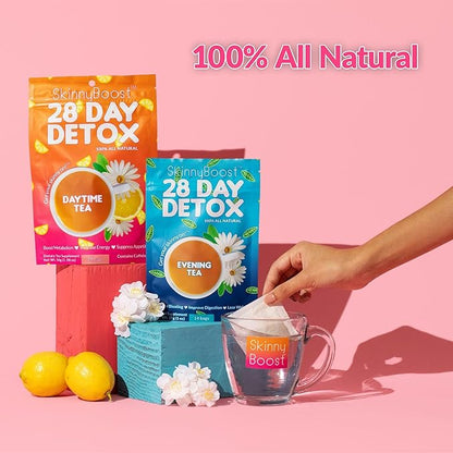 28 Day Detox Tea Kit (3 PACK) 3 Daytime Teas, 3 Evening Detox Teas Non GMO, Vegan, All Natural Detox and Cleanse