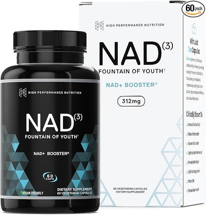 HPN NAD+ Booster (NAD3), Anti Aging Cell Booster, NRF2 Activator, Nicotinamide Riboside Alternative, NAD Supplement Natural Energy, Longevity, and Cellular Health, 312 Mg per Serving (1 Month Supply)