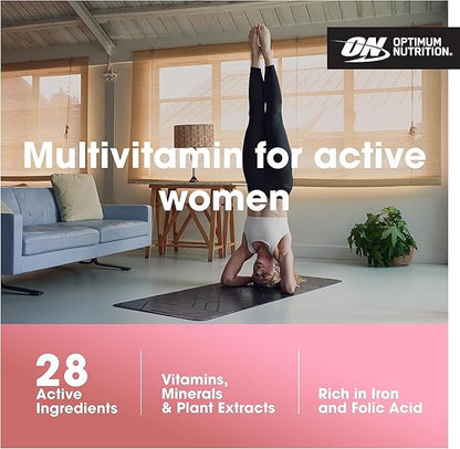 Optimum Nutrition Opti-Women, Vitamin C, Zinc and Vitamin D for Immune Support Womens Daily Multivitamin Supplement with Iron, Capsules, 120 Count