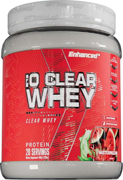 Enhanced Labs iO Clear Whey Protein, Available in 3 Flavors, 20 Servings, 24g Protein per Serving (1 Tub, Watermelon)