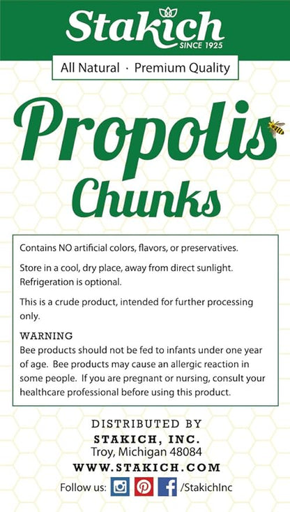 Stakich Bee Propolis Chunks - Pure, Natural - 4 Ounce