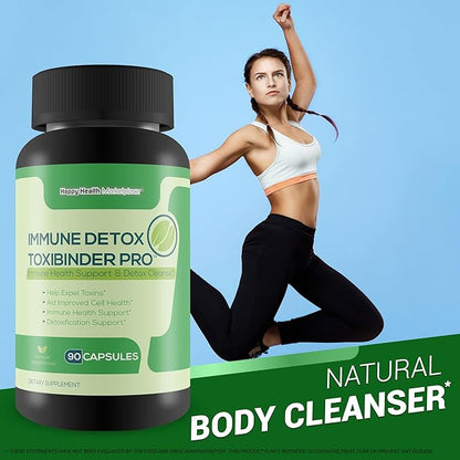 Immune Detox Toxibinder Pro - Detox & Immune Support Supplement - Help Expel Toxins - Natural Detox Cleanse - Psyllium, Vitamin C, Ginger, Zinc, Dandelion Root - Full Body Detox Immune Boost Support