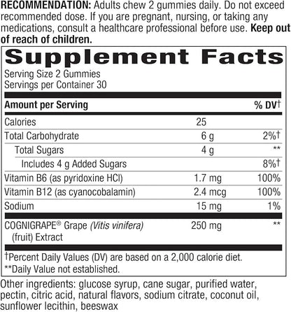 Nature's Way Brain Fuel, Supports Memory and Concentration*, Clinically Studied Cognigrape®, 60 Gummies, Grape Flavored