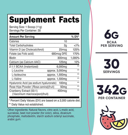 Nutricost BCAA for Women (Strawberry Lemonade, 30 Servings) - Formulated Specifically for Women - Non-GMO and Gluten-Free