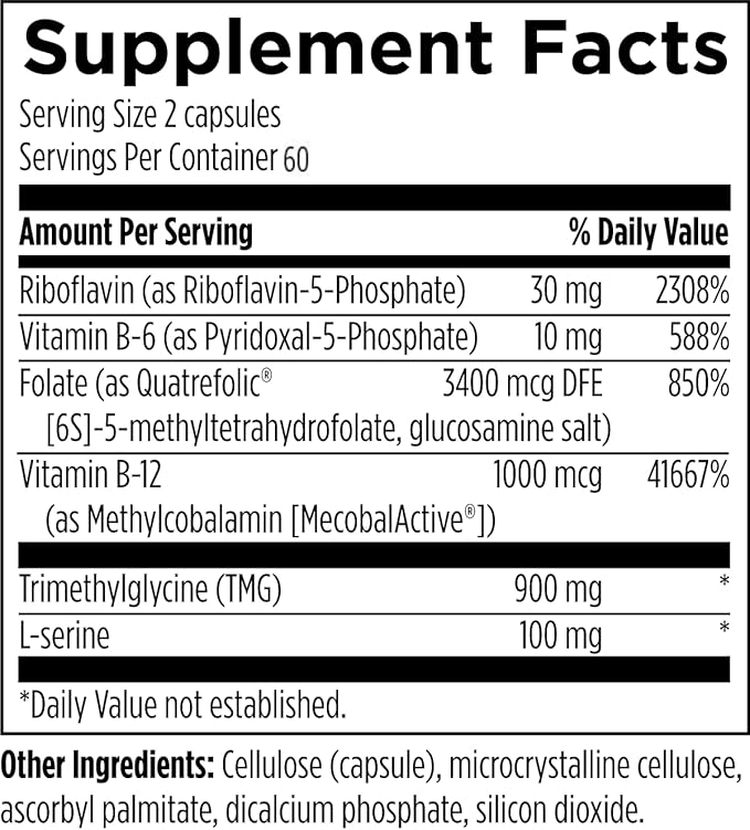 Designs for Health Homocysteine Supreme - Methylated B Vitamins with Riboflavin, B6, B12, Folate, L-Serine & TMG for Brain Support & Heart Health - Methylated Multivitamin (120 Capsules)