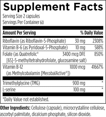 Designs for Health Homocysteine Supreme - Methylated B Vitamins with Riboflavin, B6, B12, Folate, L-Serine & TMG for Brain Support & Heart Health - Methylated Multivitamin (120 Capsules)