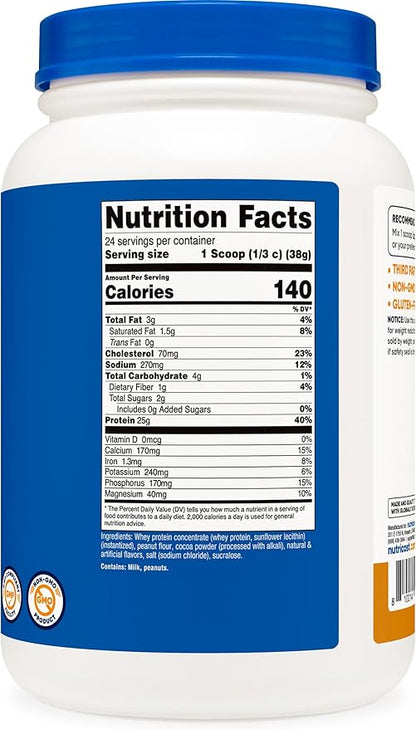 Nutricost Whey Protein Concentrate (Chocolate Peanut Butter) 2LBS - Gluten Free & Non-GMO