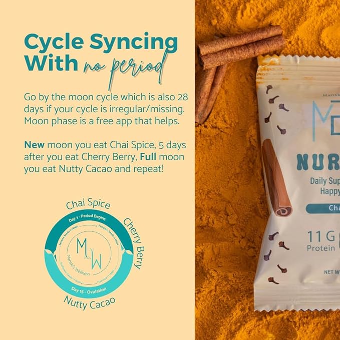 Happy Hormone Bars l Protein Cycle Syncing Bars with Organic Ginger l Promotes Hormone Balance l Supports Fertility, Egg Quality, PMS & Sperm Health (28 pack, Cycle Sync Stack (5 chai spice, 9 cherry berry, 14 nutty cacao))