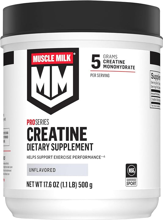 Muscle Milk Pro Series Creatine Powder Supplement, Unflavored, 1.1 Pound, 100 Servings, 5g Creatine Monohydrate, NSF Certified for Sport, Packaging May Vary