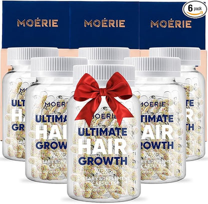 Moerie Hair Growth Supplement for Women & Men - Hair Skin and Nails Vitamins With Biotin, Q10 & Minerals - For Thicker, Fuller Hair & Hair Loss Treatment - Advanced Beadlet Delivery System - 360 Pills