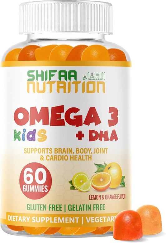 Gelatin Free Kids Omega 3 Gummies w/DHA 30 Servings. Plant-Based Omega 3 for Kids. Gluten Free & Non-GMO DHA Gummies. Children Omega 3 Gummies for Kids. Omega 3 Kids to Support Brain & Immune System
