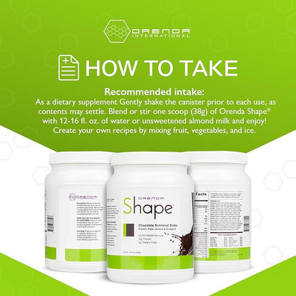 Orenda Shape®: Chocolate Flavor: Plant-Powered Protein Shake with Pea & Brown Rice Protein Blend, Green Superfoods, and Fiber-Rich Goodness | Ready-to-Serve Nourishment - 21.4oz