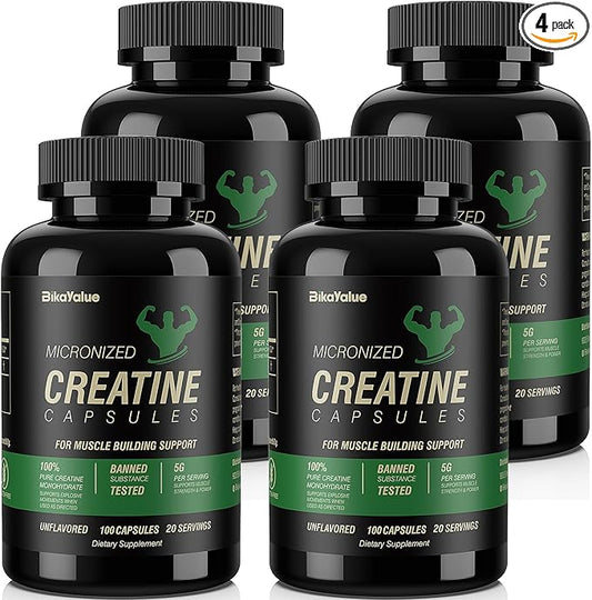 Micronized Creatine Monohydrate Capsules, Creatine Capsules Supplement for Muscle, Strength, Performance, Energy, Recovery, Gluten Free Creatine for Women and Men, 400Capsules (80 Servings)