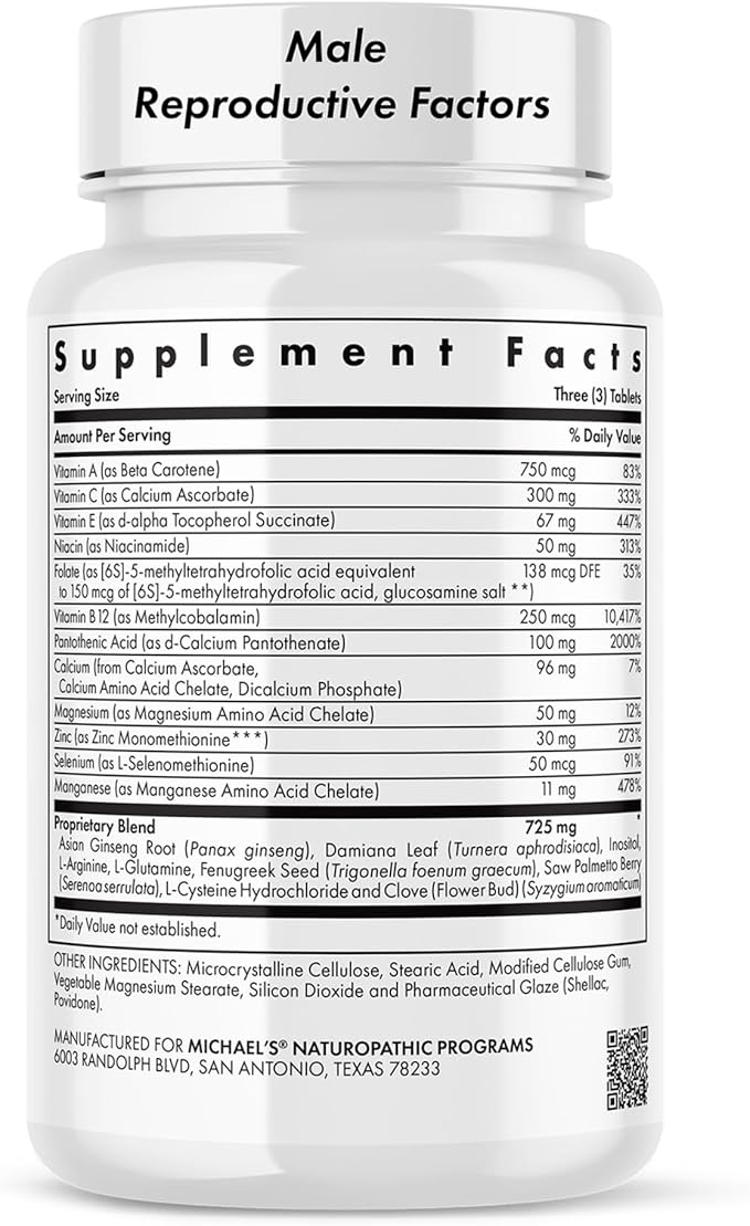 MICHAEL'S Health Naturopathic Programs Male & Female Reproductive Factors Couples' Pack - 60 Vegetarian Tablets Per Bottle - Nutrients for Conception Support - 20 Servings Per Bottle