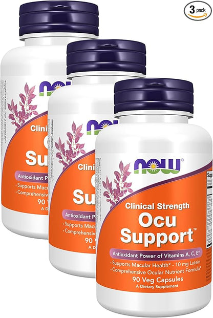 NOW Supplements, Ocu Support™with FloraGLO® Lutein, Plus Vitamins A, C and E, 90 Veg Capsules (Pack of 3)