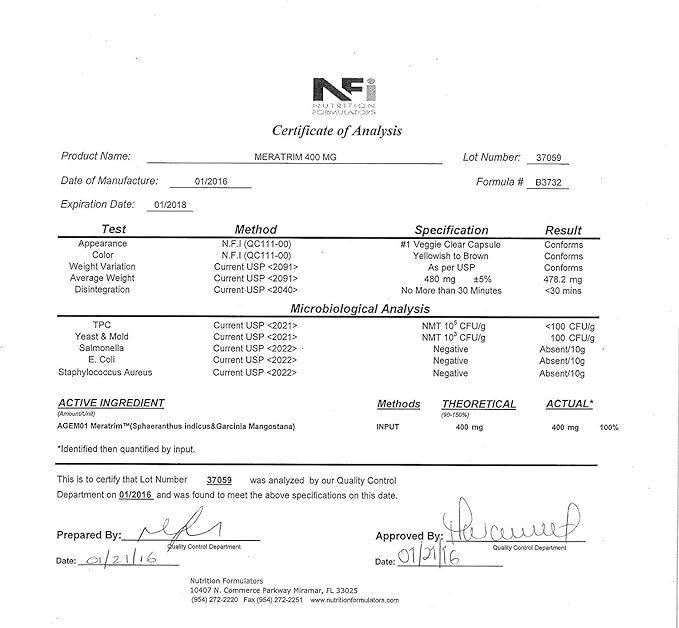 Meratrim Proprietary Blend 400 mg - Garcinia Mangostana (Fruit Rind) Extract - Stimulant Free - 60 Vegetable Capsules