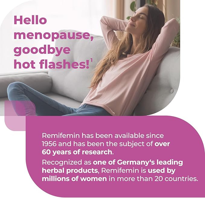 Menopause Symptoms Relief - Clinically Proven Ingredients - Menopause Supplements - Black Cohosh - Estrogen-Free - Made in Germany - 60 Tablets