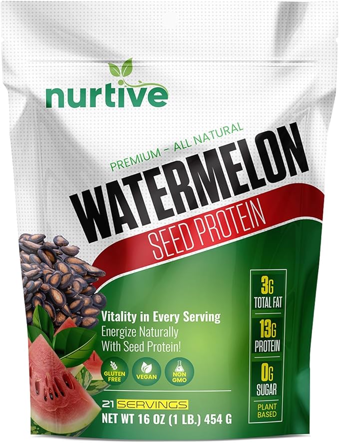 Watermelon Seed Protein Powder - Plant-Based Protein Enriched with Magnesium, Iron, and Antioxidants - Ideal for Post-Workout Recovery & Sustainable Nutrition - 21 Servings (16 oz / 454g)