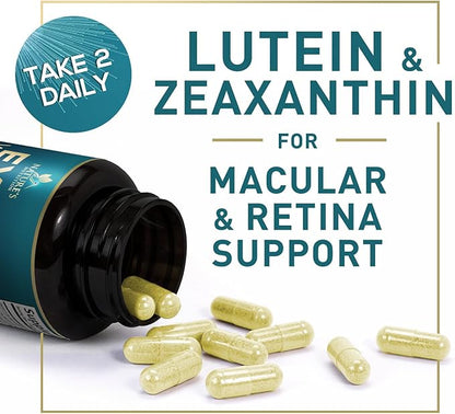 Eye Vitamins & Mineral Supplement, Contains Lutein, Zeaxanthin, Bilberry & Zinc, Supports Eye Strain, Vision Macular Health & Dry Eyes for Adults with Vitamin C & E, Lycopene - 120 Capsules