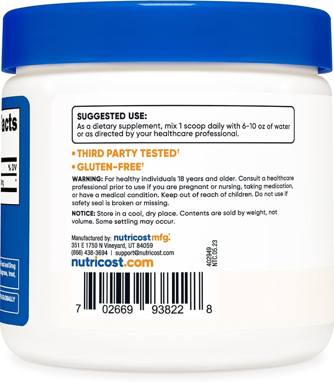 Nutricost N-Acetyl L-Cysteine (NAC) Powder 250 Grams - Vegan NAC, Non-GMO, Gluten Free