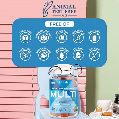 Complete Men's Multi - MicroNutrients: CoQ10, Lycopene Gummies for Prostate Health - Easy to Chew - Non GMO, Gluten Sugar Free - Mixed Fruit Fusion Gummy Vitamins, 60 Count