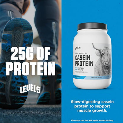Levels 100% Micellar Casein Protein, Hormone Free, Unflavored 2LB