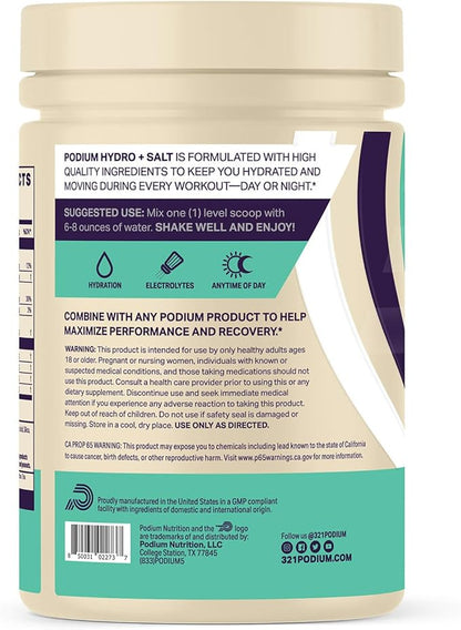 Podium Nutrition, Instantized BCAA Powder, Hydro and Salt, Blue Razz Slushie, 30 Servings, Electrolytes, Hydration, Recovery