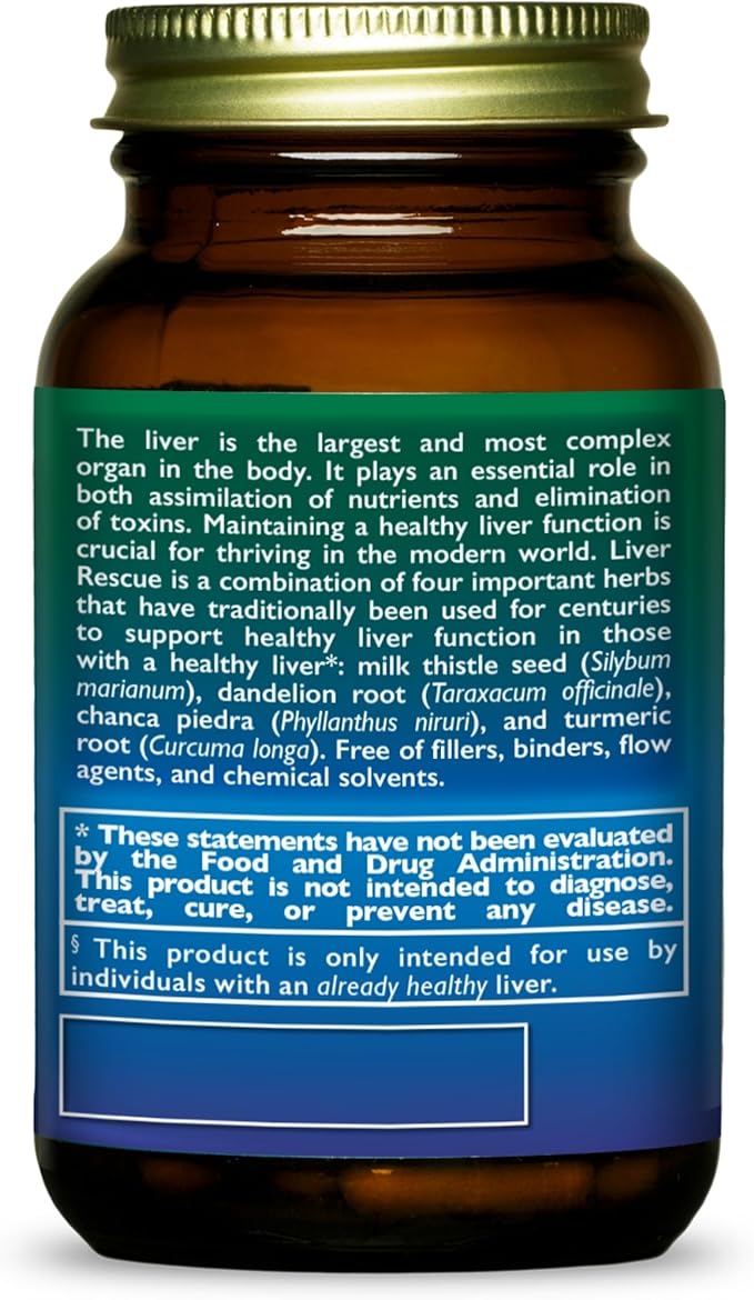 HealthForce SuperFoods Liver Rescue - Natural Liver Cleanse - Liver Health Formula with Milk Thistle & Dandelion Root - Gluten-Free & Vegan - 60 Capsules