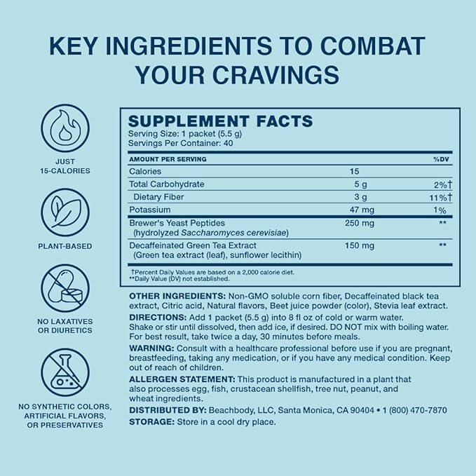 BODi Bevvy Pomegranate Berry Iced Tea Supplement with Fiber, Low-Caffeine Cravings Control, No Artificial Preservatives, Plant-Based, Gluten-Free, Dairy & Soy-Free - 40 Servings