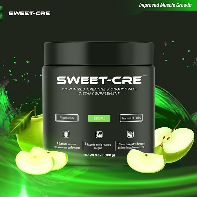 Creatine Monohydrate – 5g Creatine Monohydrate Powder – Advanced Creatine for Women and Men – Bulk Supplements Creatine – Delicious Fruit Punch Flavor – 9.8oz (40 Servings, Sour Apple)