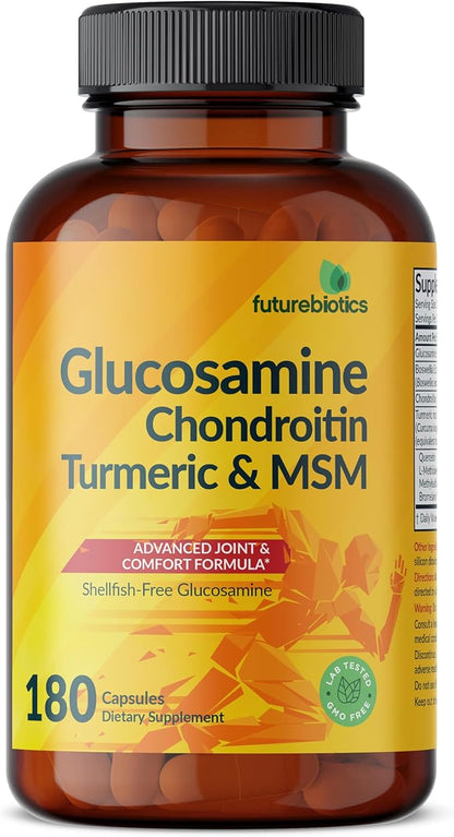 Futurebiotics Glucosamine Chondroitin Turmeric & MSM Advanced Joint Formula, Supports Healthy Joints & Mobility - Non-GMO, 180 Capsules