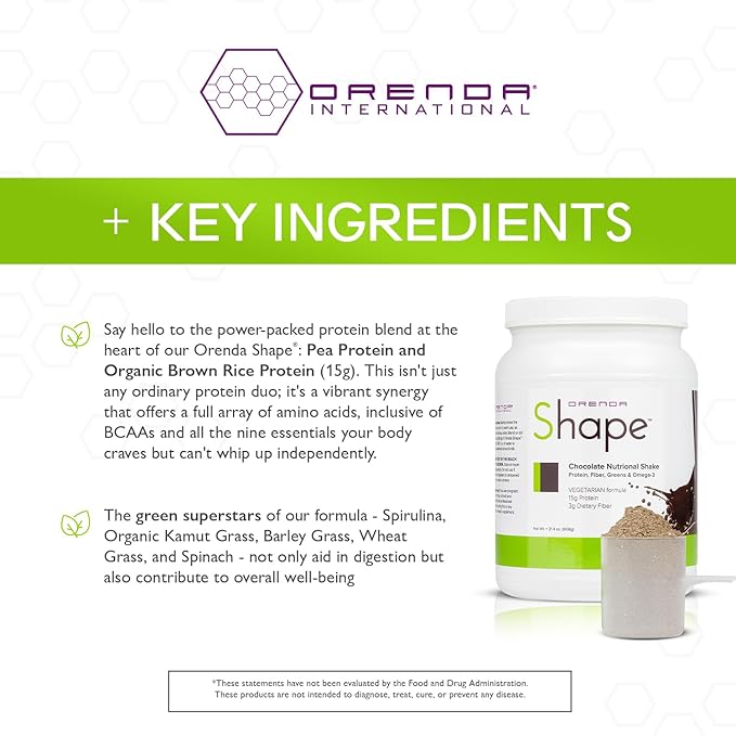 Orenda Shape®: Chocolate Flavor: Plant-Powered Protein Shake with Pea & Brown Rice Protein Blend, Green Superfoods, and Fiber-Rich Goodness | Ready-to-Serve Nourishment - 21.4oz