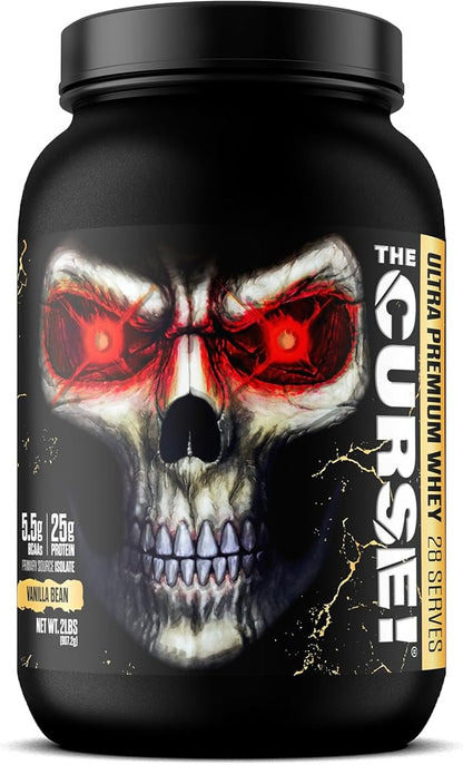 JNX SPORTS The Curse! Ultra Premium Whey Protein Powder Vanilla Bean 2lb | 25g Protein Per Serve, Primary Source Whey Isolate