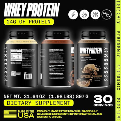 PERFORMIX - Whey Protein Isolate Blend - 24g of Protein - 5.4g of BCAAs - 110 Calories - Muscle Building & Post Workout Recovery - 100% Whey Protein Powder - 1.98 lbs - 30 Servings - Chocolate
