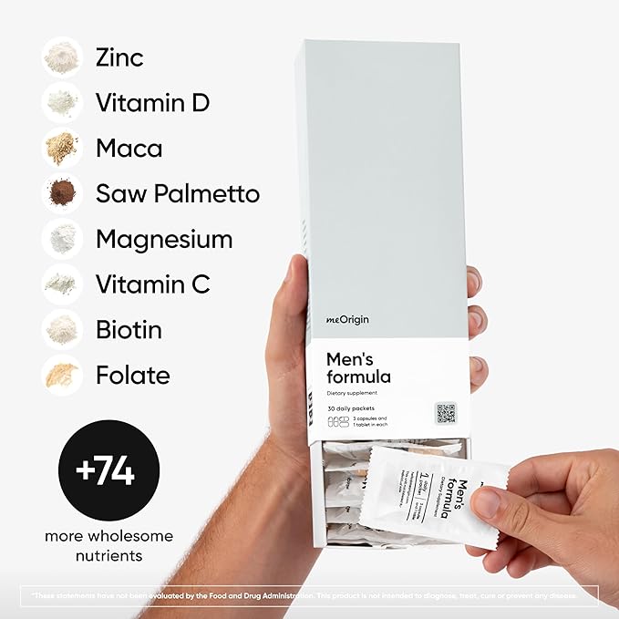 Multivitamin for Men, Full-Spectrum Supplement with Zinc, Vitamin D, C, B12, Maca, Biotin, Saw Palmetto – 82 Wholesome Nutrients for Men's Health Support, Energy, Healthy Hair, 30 Day Supply