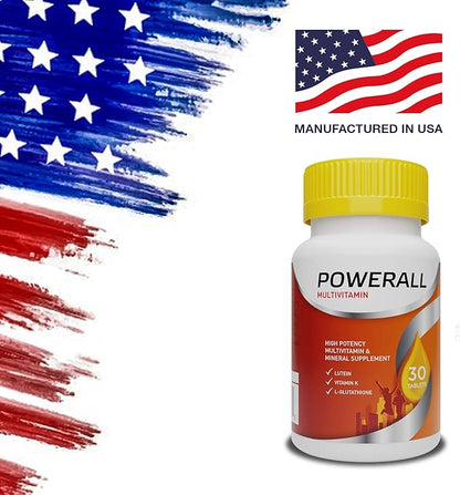 POWERALL Adult Multivitamin for Men and Women, Immunity Support, with Vitamins A, C, D3, E, K1 and B Vitamins, 30 Count