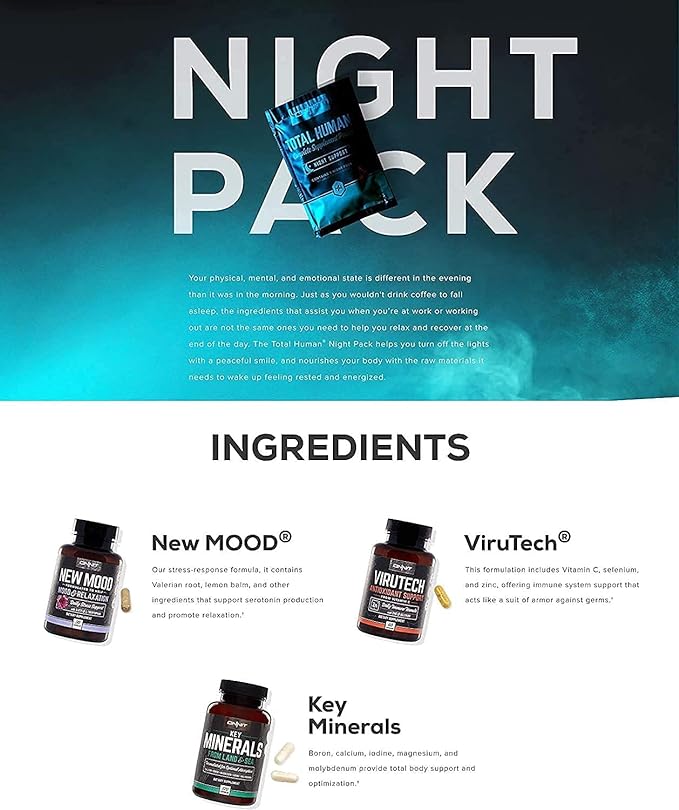 ONNIT Total Human Day and Night Vitamin Packs for Men and Women, 7-Day Supply Capsule- Adult Multivitamin